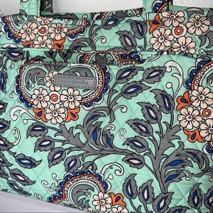 Vera Bradley Floral Tote - Green and Blue